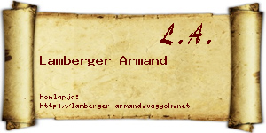 Lamberger Armand névjegykártya